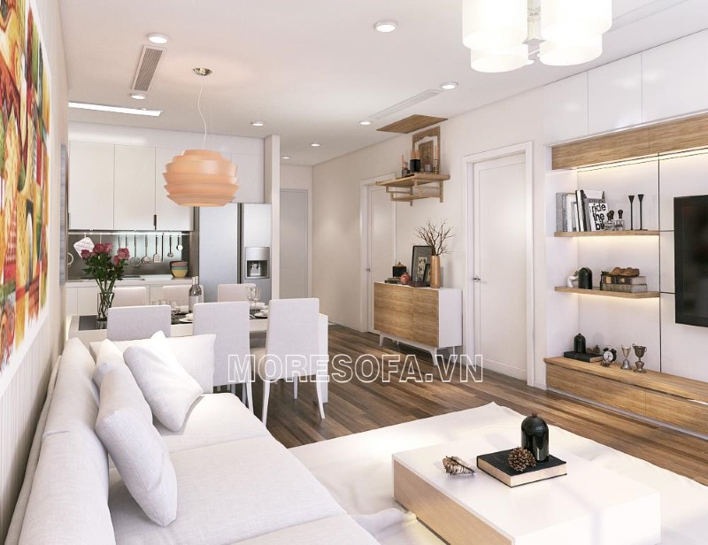 Ghế sofa góc nỉ đẹp màu trắng